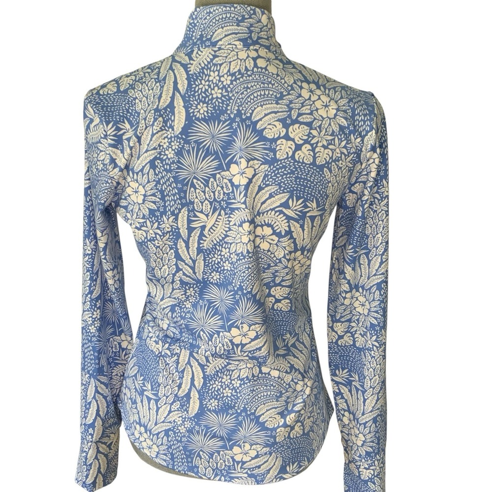 Tommy Bahama Women's Small Everyday Active Blue Tropical Floral Full Zip Jacket - Picture 3 of 13